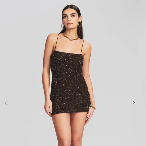 Retrofête Retrofete Brown Sequin Mini Dress XS EXTRA SMALL - Picture 1 of 8
